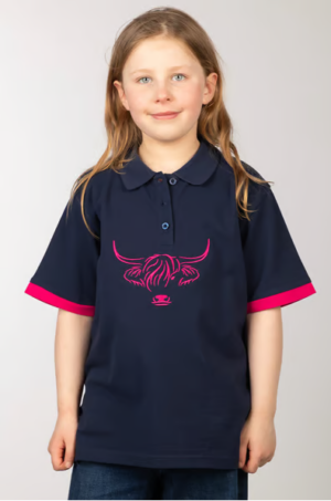 Rydale Girls Highland Cow Polo Shirt