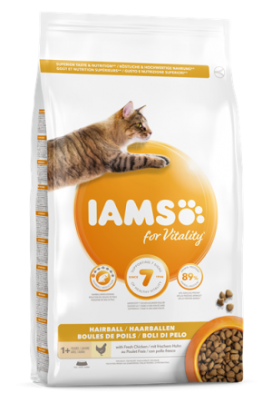 Iams Vitality Adult Cat Food Hairball Chicken 2Kg