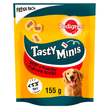 Pedigree Tasty Minis Poultry Beef Flavour Slices 155g