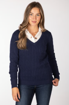 Rydale Emma V Neck Cable Knit Jumper