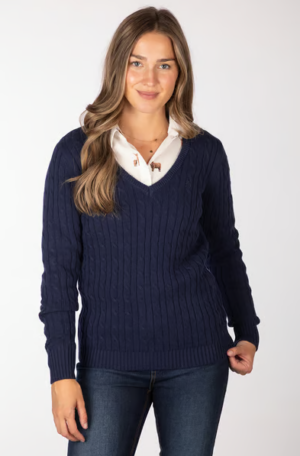 Rydale Emma V Neck Cable Knit Jumper