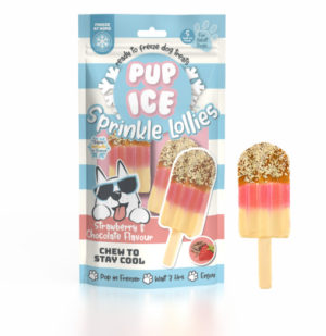 Pup Ice Sprinkle Lollies Strawberry 3Pk