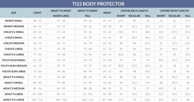 TI22 Size Chart